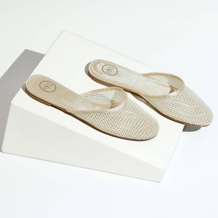 Levi 4 Women's Mesh Pointed Toe Slip-On Flat Mule for wholesale by Maker's Shoes