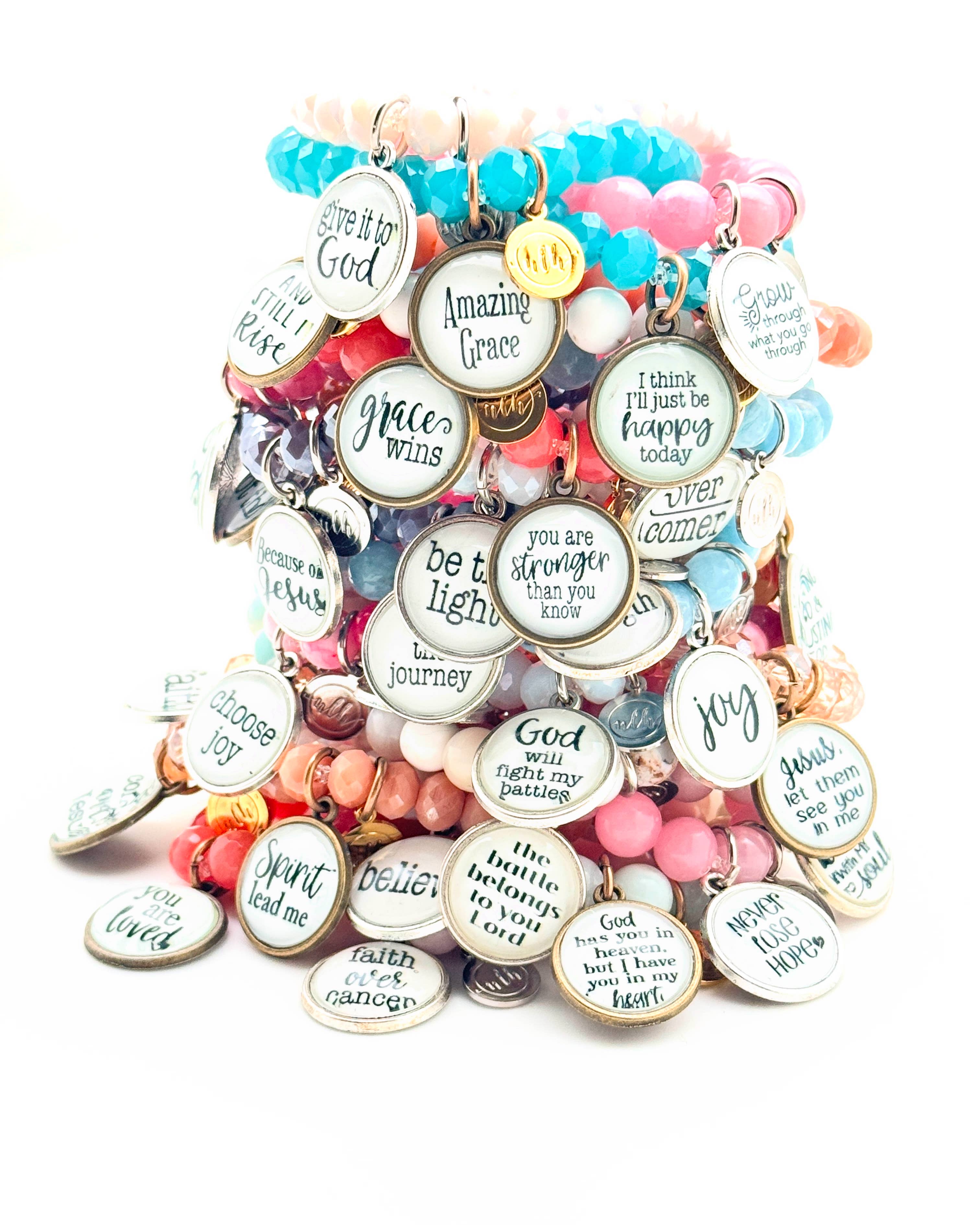 Never Lose Hope Designs - Wholesale Beaded Bracelet - Sentiment Bracelet Package 1 - 30 Bracelets0