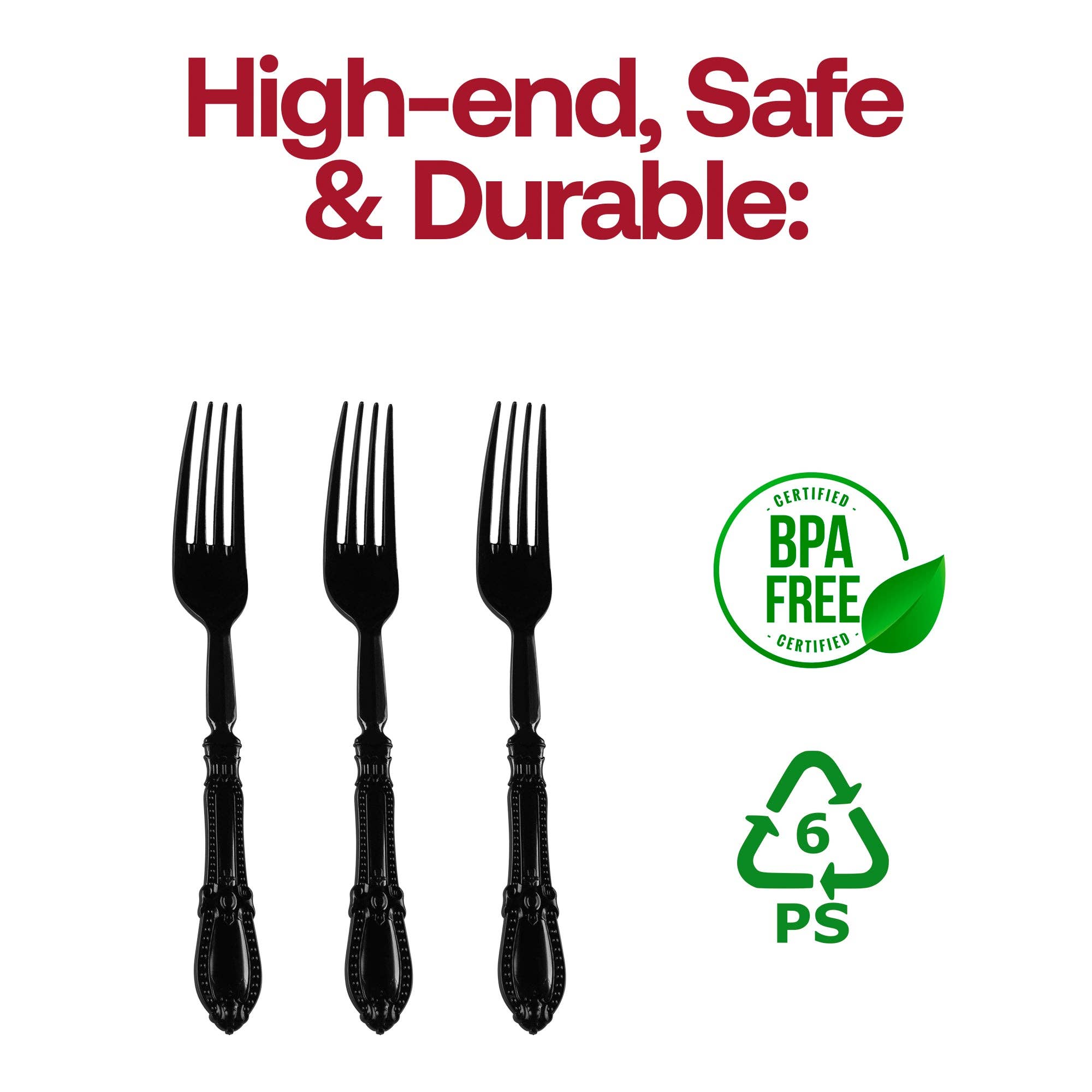 Smarty had a Party - Wholesale Disposable Tableware Pack - Black Baroque Disposable Plastic Dinner Forks - 20 pcs4