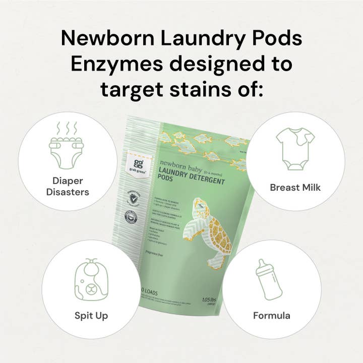 Grab Green - Wholesale Laundry Detergent Powder/Pods - Newborn Baby Laundry Detergent Pods, Chamomile, 30 Loads