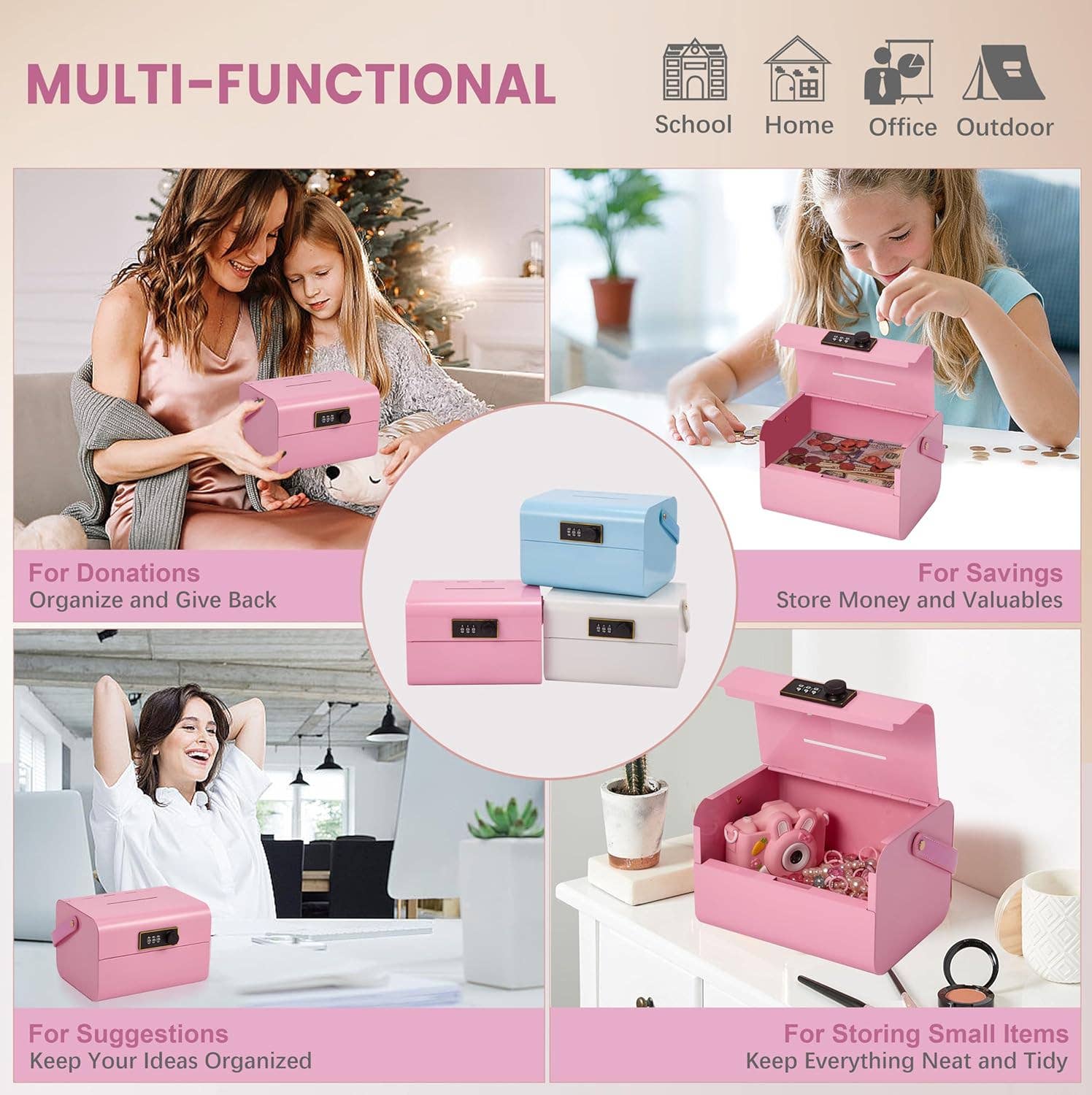 VIGOR - Wholesale Money/Piggy Bank - Kids & Baby - Money Safe and Cash Lock Box for Kids, Small Metal Security8