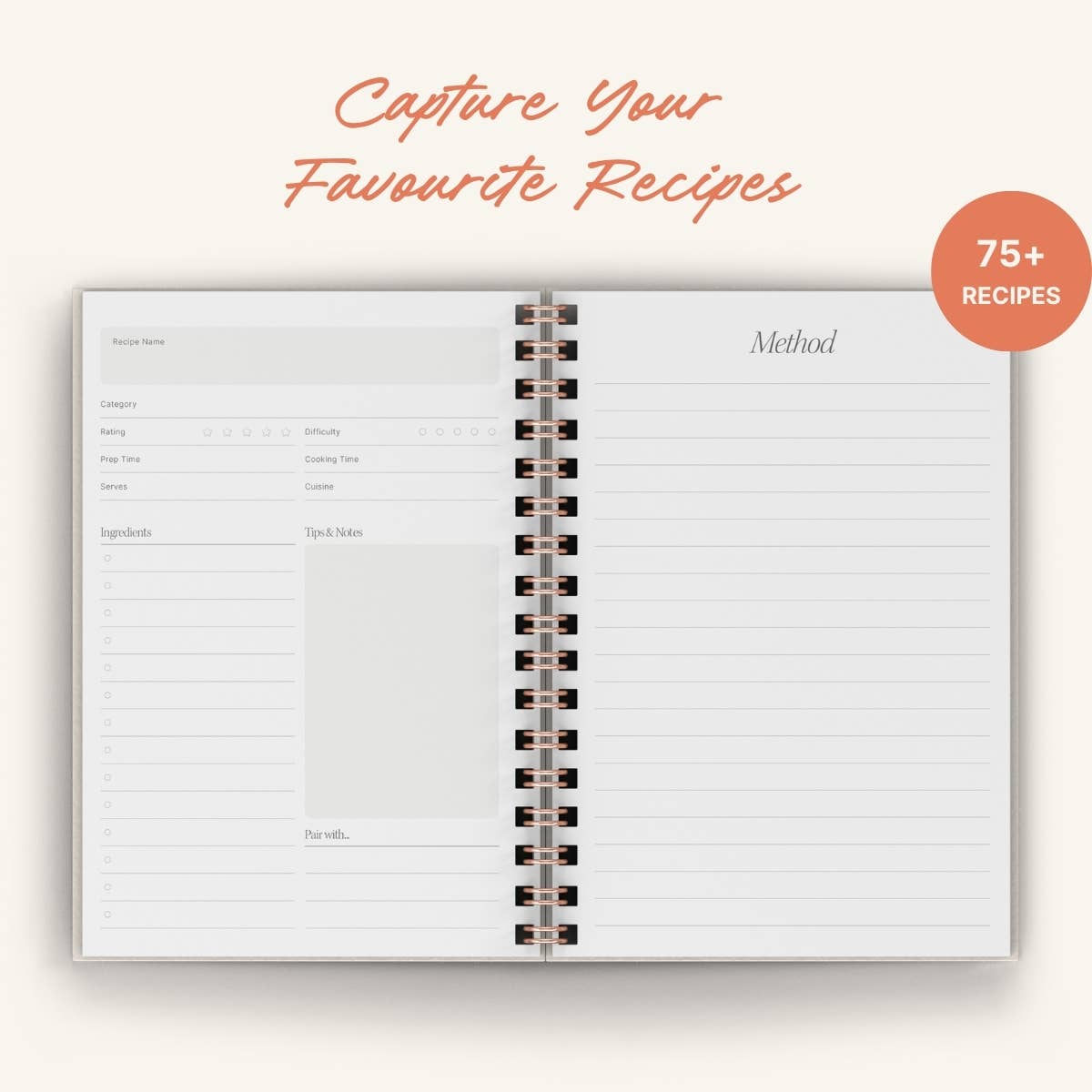 Yop & Tom | Journals, Notebooks & Planners – wholesale Journal/diary – Olive Recipe Journal | A5 Spiral Hardcover Recipe Book1