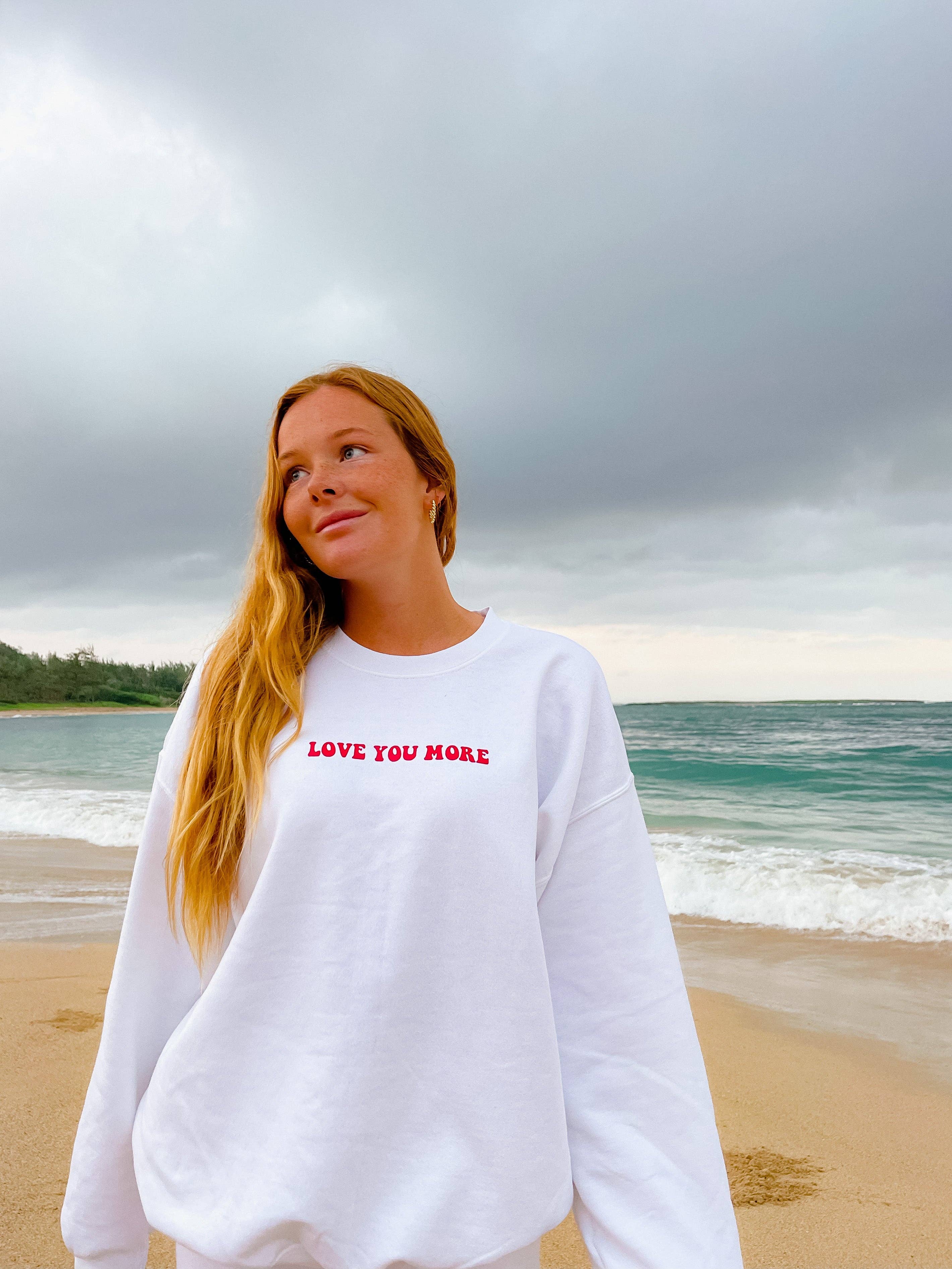 Cutting Creative Apparel - Wholesale Graphic Sweatshirt - Women's - LOVE YOU MORE OVERSIZED CREWNECK SWEATSHIRT PREPPER2