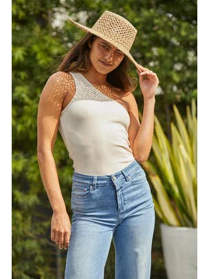 By Together - Wholesale Knit Top - Women's - L5540 | Knit Sweater One Shoulder Fitted Ribbed Crop Top