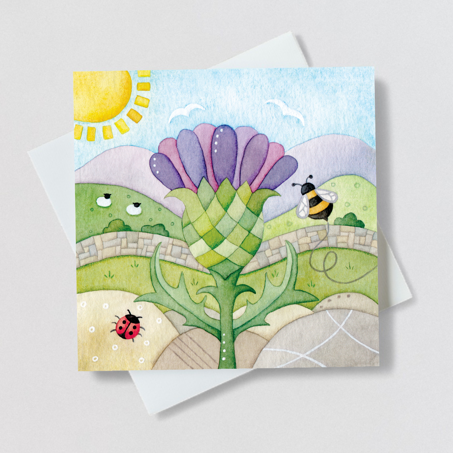 East Neuk Beach Crafts – wholesale Everyday greeting card – Thistle Greetings Card - Blank - Scottish Highlands Art1