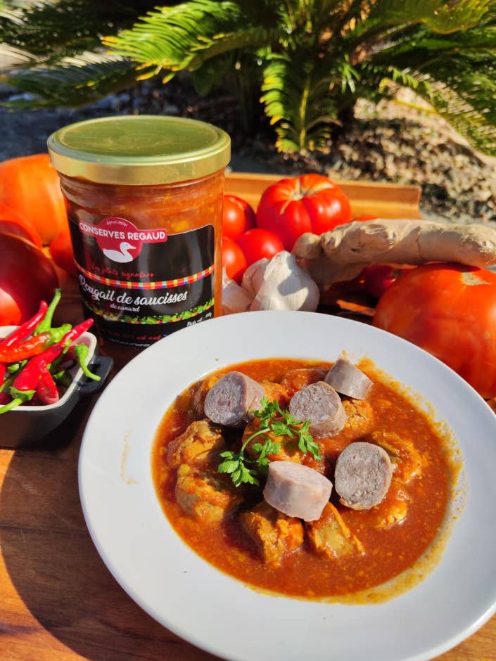 Rougail con salsiccia d'anatra 750 G per la vendita all'ingrosso da parte di Maison Regaud