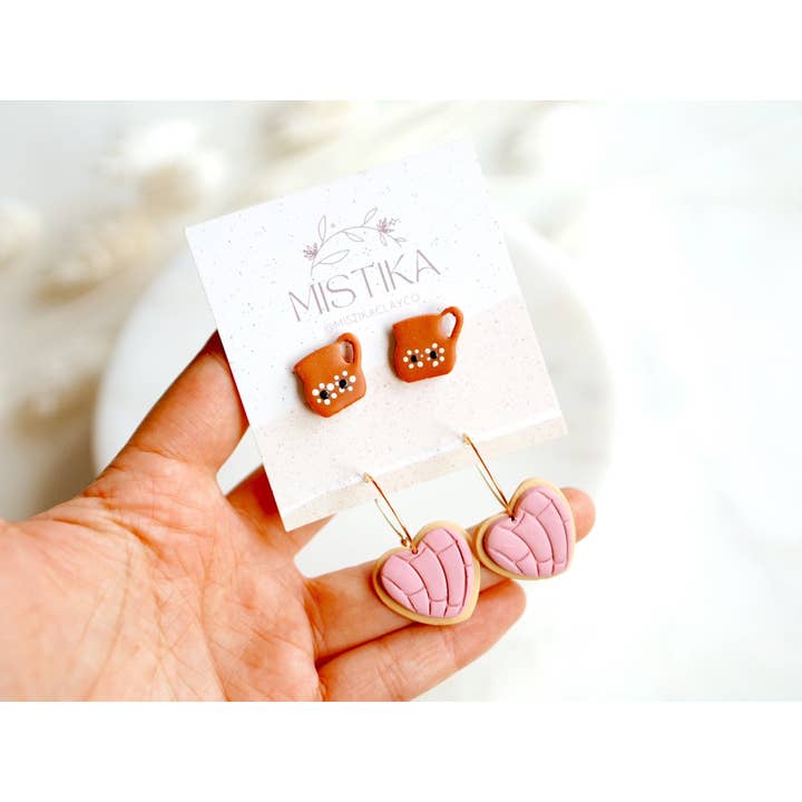 Mistika Studio - Wholesale Jewelry Set - Pan Dulce Stud Set | Clay Earrings | Cafecito Con Conchas1