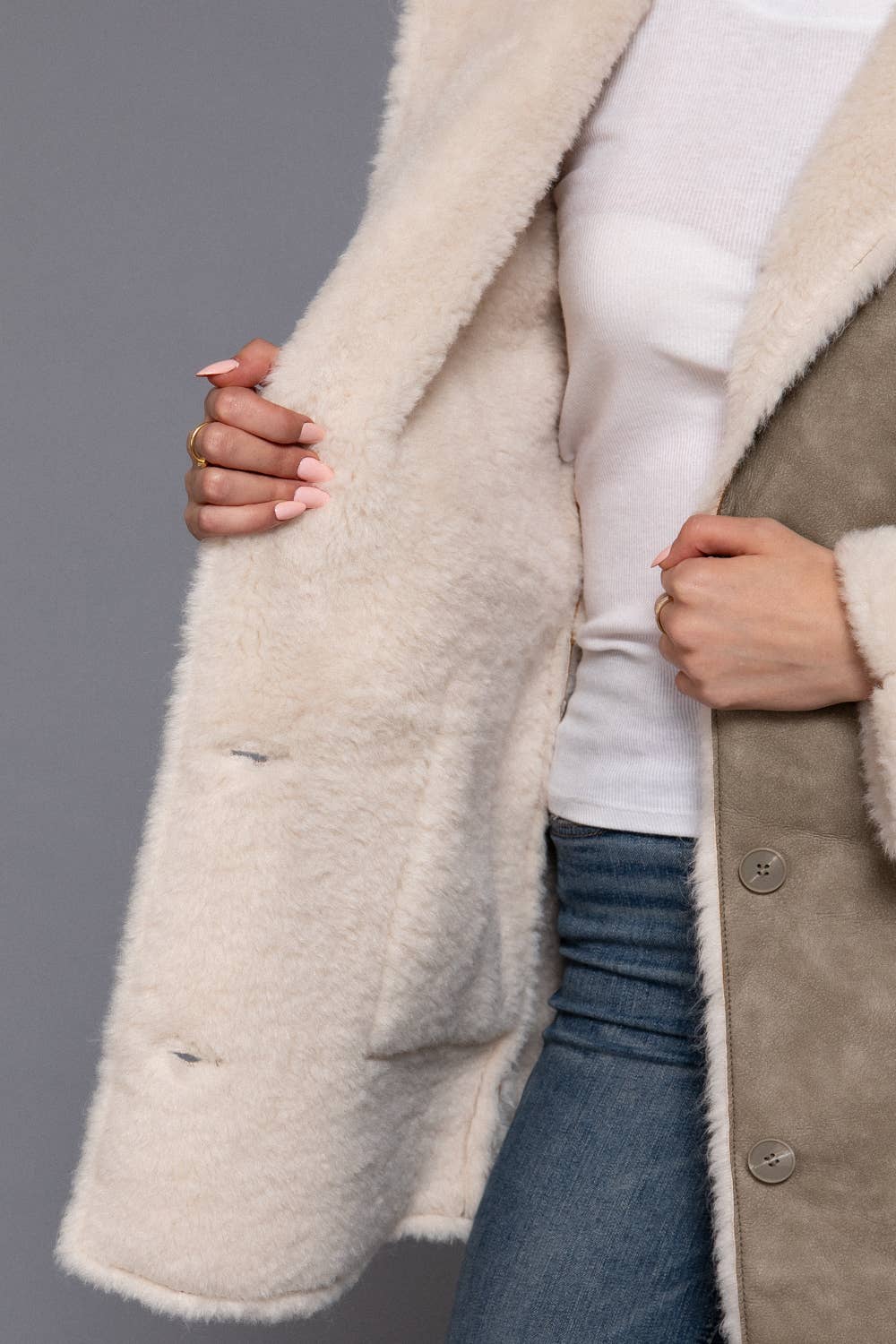 Active Basic | Active USA - Wholesale Leather Jacket - Women's - Lapel Collar Button Down Double Sided Faux Leather Coat2