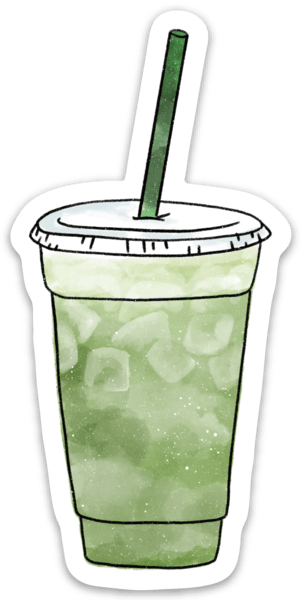Elyse Breanne Design - Wholesale Sticker - Matcha Green Tea Latte Cup Sticker 4x2in1