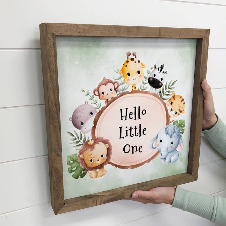 Hangout Home – wholesale Sign – Hello Little One - Cute Baby Animals - Nursery Art & Frame2