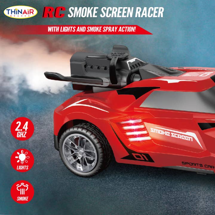 Remote Control Smoke Screen Racer Red for wholesale by Thin Air Brands