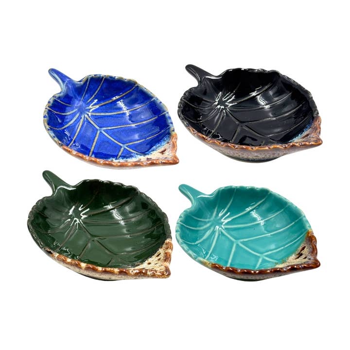 Earths Elements Wholesale - Wholesale Jewelry Dish - Ceramic Leaf Trinket Dish - Assorted1