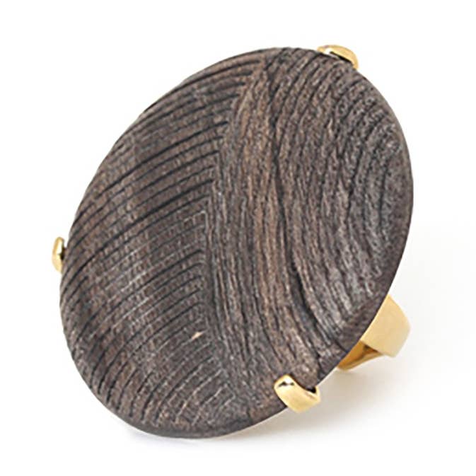 ECLIPSE anello regolabile ebano grigio inciso per la vendita all'ingrosso da parte di Nature Bijoux