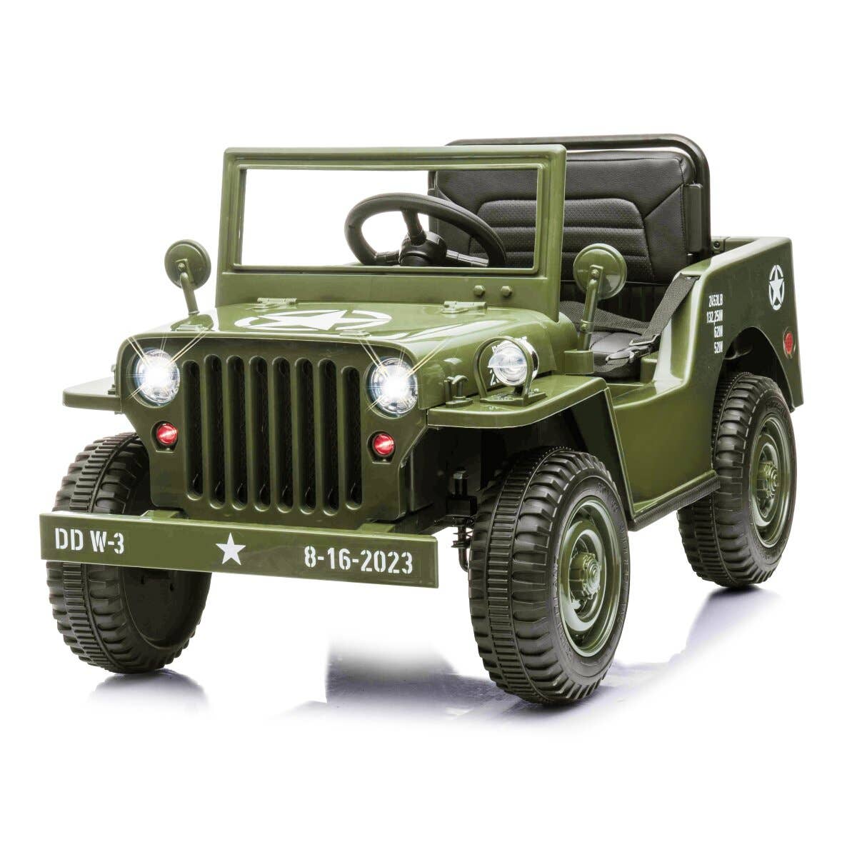 mhw24 – Engroshandel Legetøjsbil/lastbil - Børn – Kørsels-Jeep Willys MB Militærgrøn 12V3
