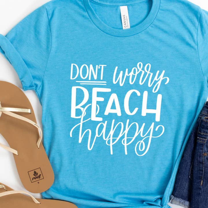 Don't Worry Beach Happy (weiß) — Schutzhülle für Sommer, Strand für den Großhandel von Top Crate