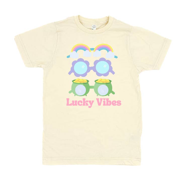 Lucky Vibes St. Patricks Day Children's T-Shirt for wholesale by Sage & Soil