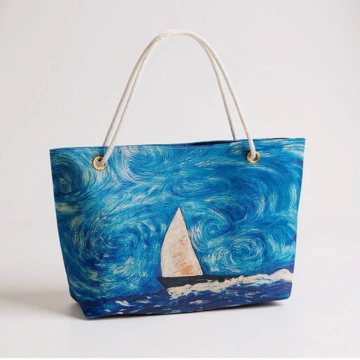 Stjärnklar Segelbåt Återvunnen Segelväska – Inspirerad av Stjärnklar Natt för wholesale av Florida Ecobags LLC