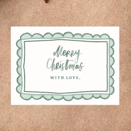 Merry Christmas Scalloped Rectangle Gift Labels (Green) for wholesale by la nouille studio