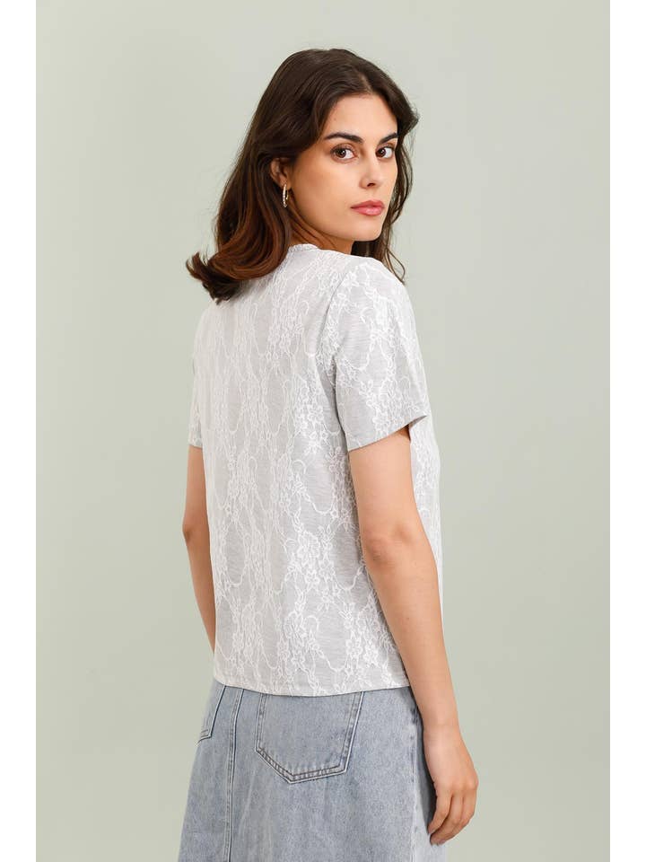 Grey 32026 LACE T-SHIRT for wholesale on Faire