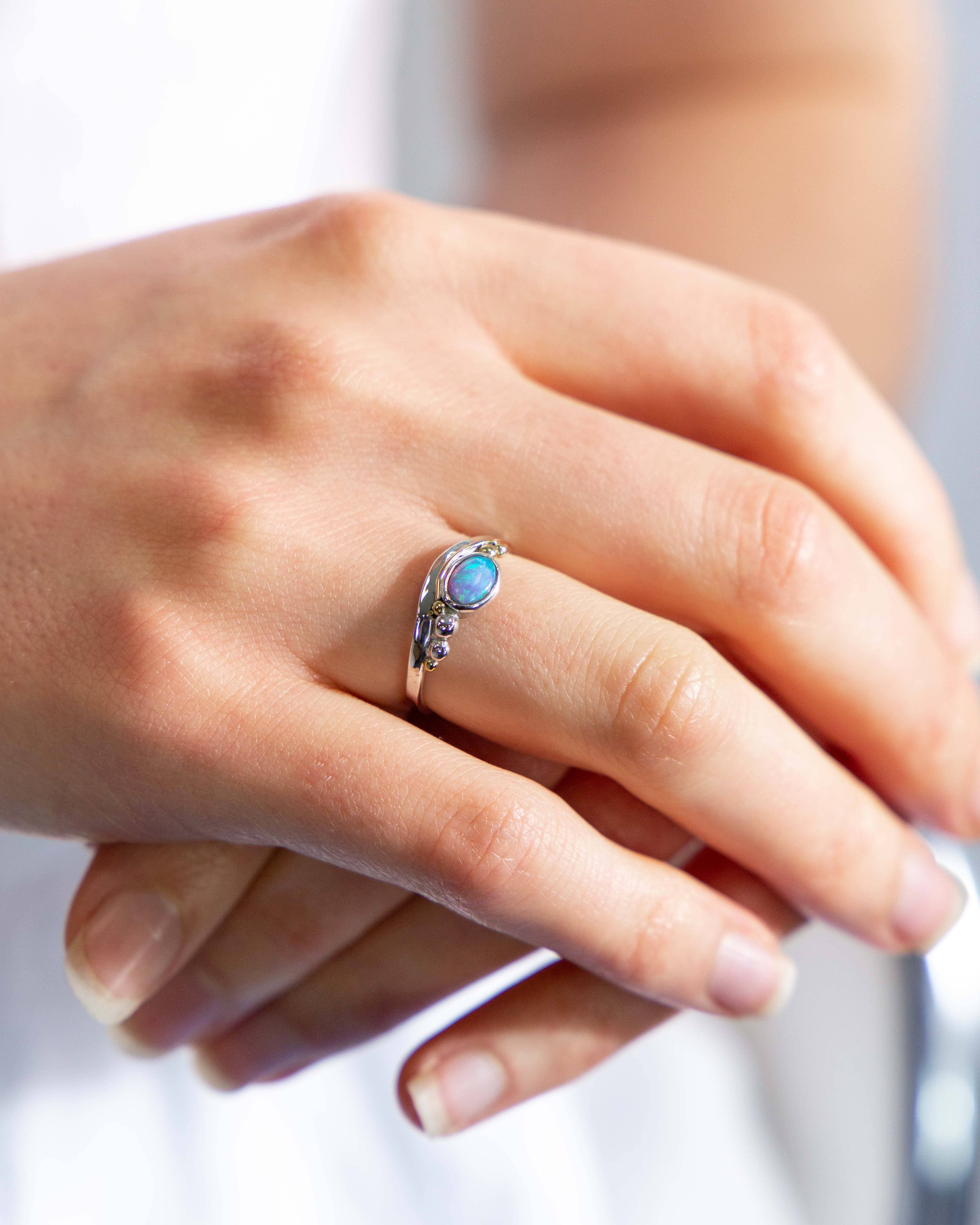 Banyan Jewellery – wholesale Single stone/solitaire ring – Handmade Sterling Silver Opalite Ring4