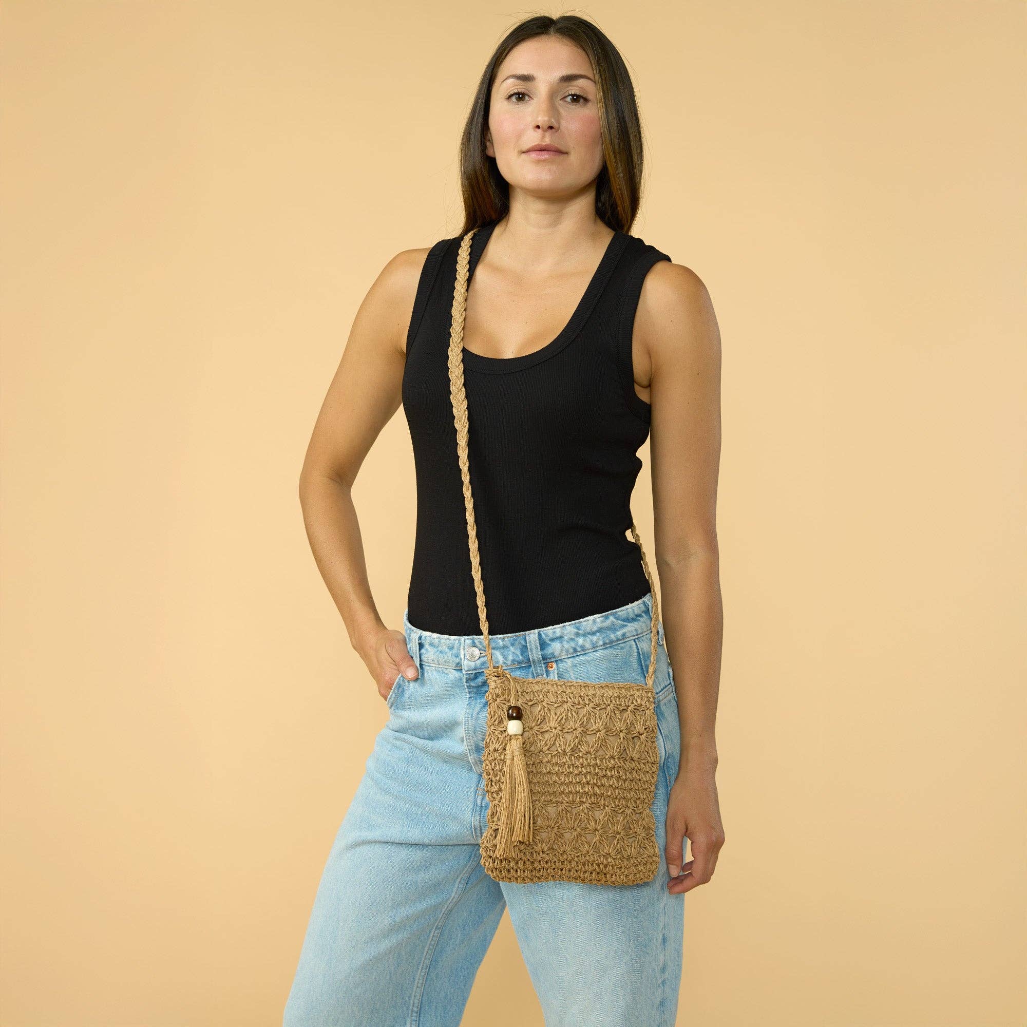 Hadley Wren - Wholesale Crossbody Bag - Women's - Straw Crossbody Bag - Natural2