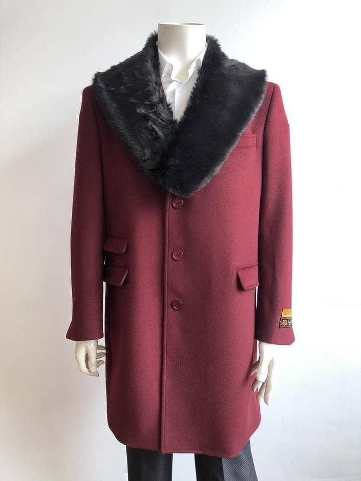 Trench-coat en laine pour homme - Pardessus pour homme de couleur marron pour la vente par Alberto Nardoni