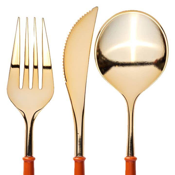 Talheres Bella Cabos Dourados/Abóbora C/24 por atacado de Sophistiplate