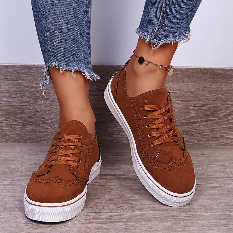 Beyond Apparel - Wholesale Lifestyle Sneakers - Women's - Suede Lace-Up Flat Sneakers1