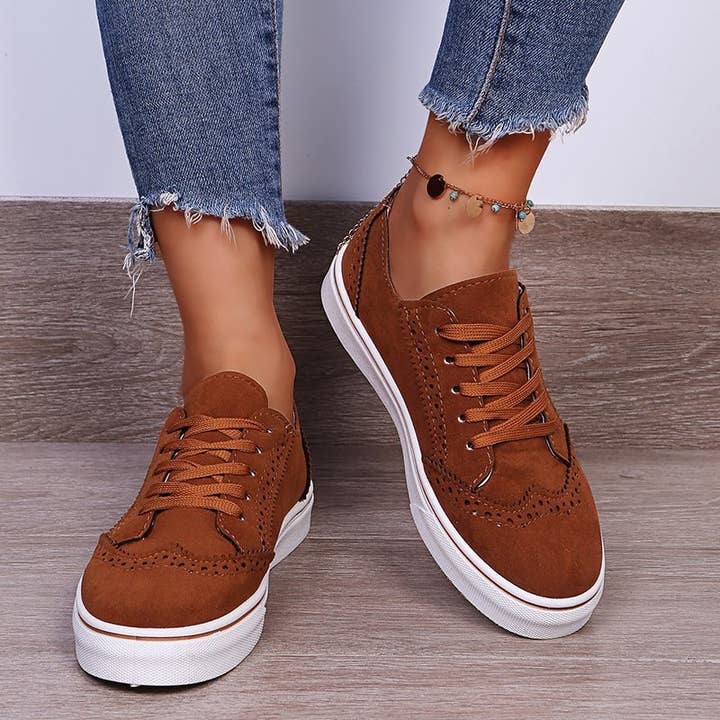 Beyond Apparel - Wholesale Lifestyle Sneakers - Women's - Suede Lace-Up Flat Sneakers1