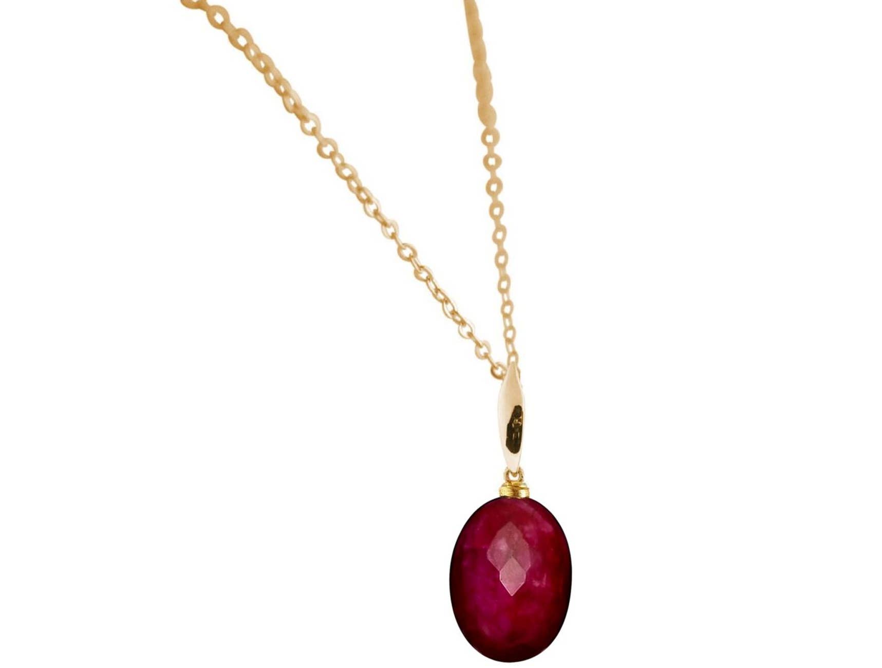 REMOVED BRAND - Wholesale Pendant/Charm Necklace - Gemshine Oval 3-D Red Ruby Gemstone Necklace5