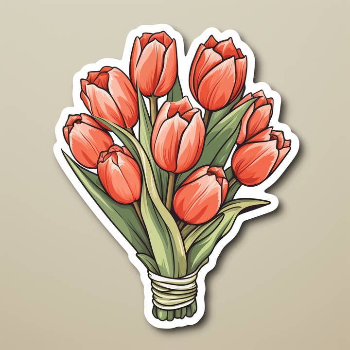 Tulpanbukett Vattentät vinylklistermärke för wholesale av Elizarae Co.