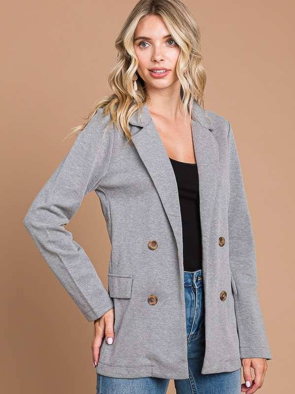 CJJ1852L - FAUX DOUBLE BREAST BLAZER for wholesale by Culture Code