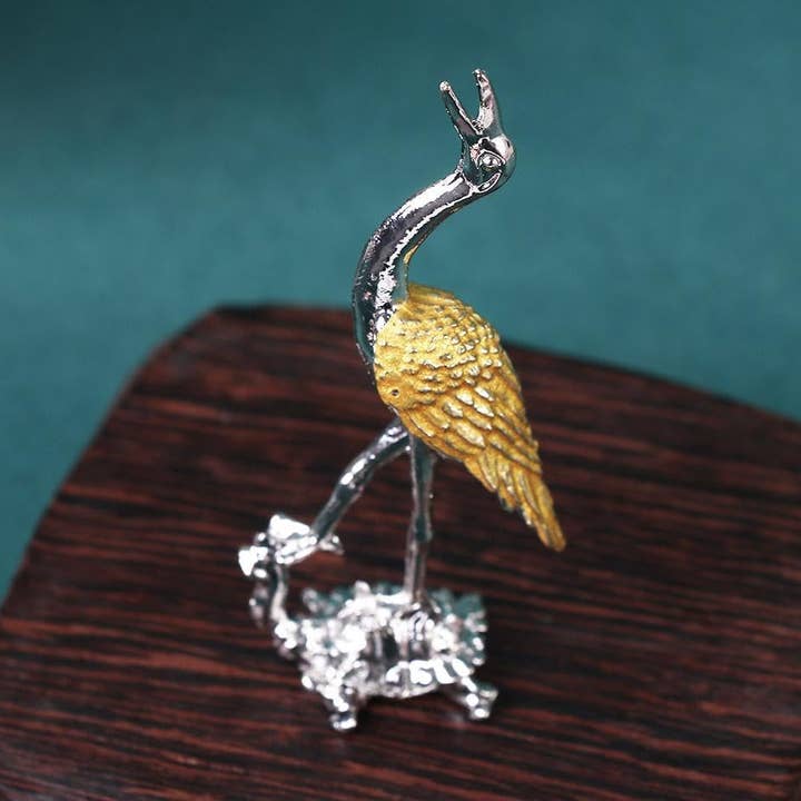 Crane and Turtle Incense Holder – 4.3" Metal Ornament for wholesale by Magnifique Hearts