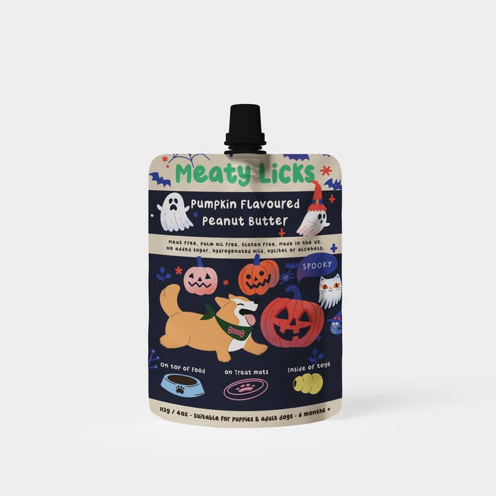 Apex Pet Products (Meaty Bubbles) - Wholesale Pet treats – Dog - Pumpkin Flavoured Peanut Butter Pouch for dogs 113g0