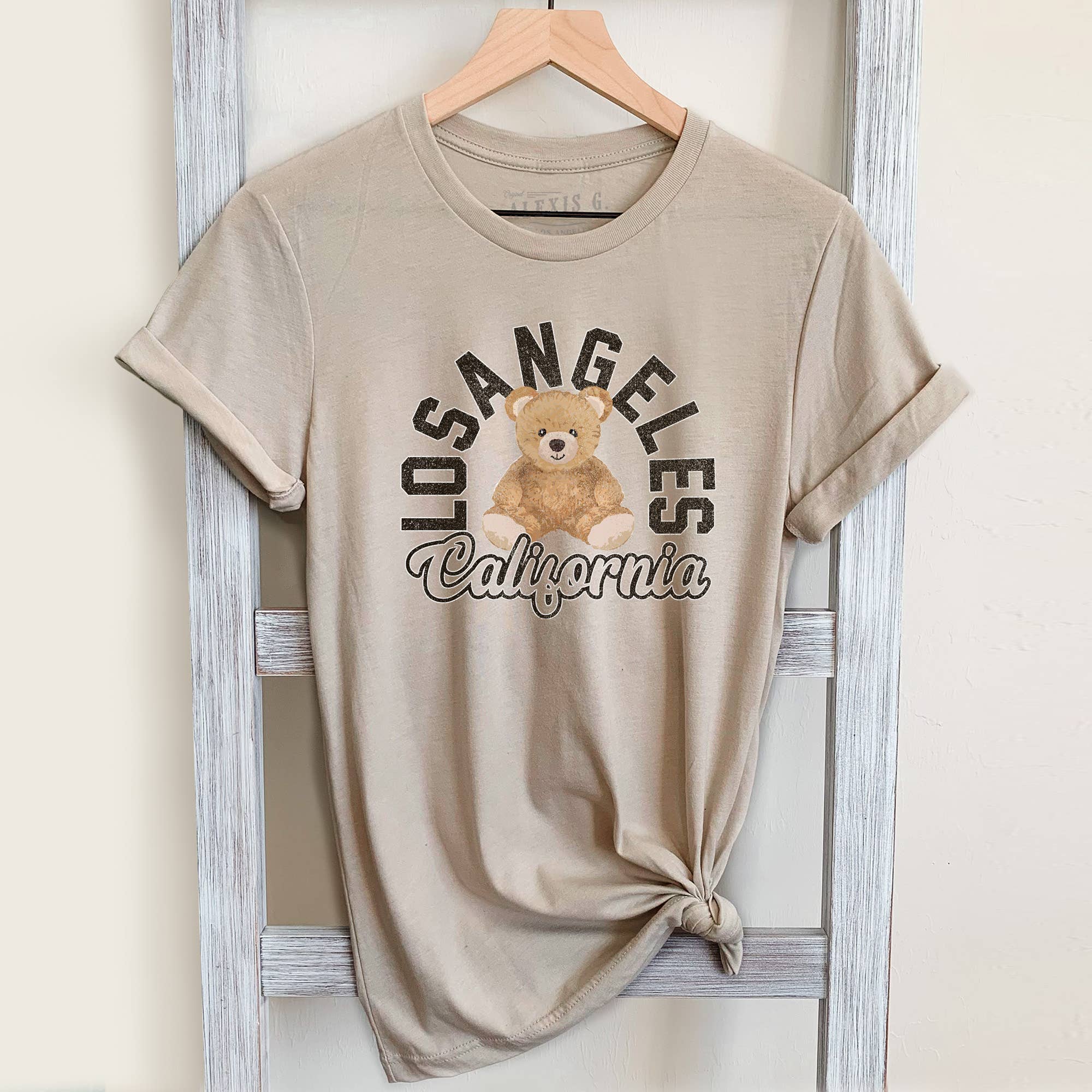 SewCalUSA - Vente T-shirt sérigraphié – femme - Chemise Los Angeles, Californie, Chemise Ours en Peluche Mignonne et Tendance