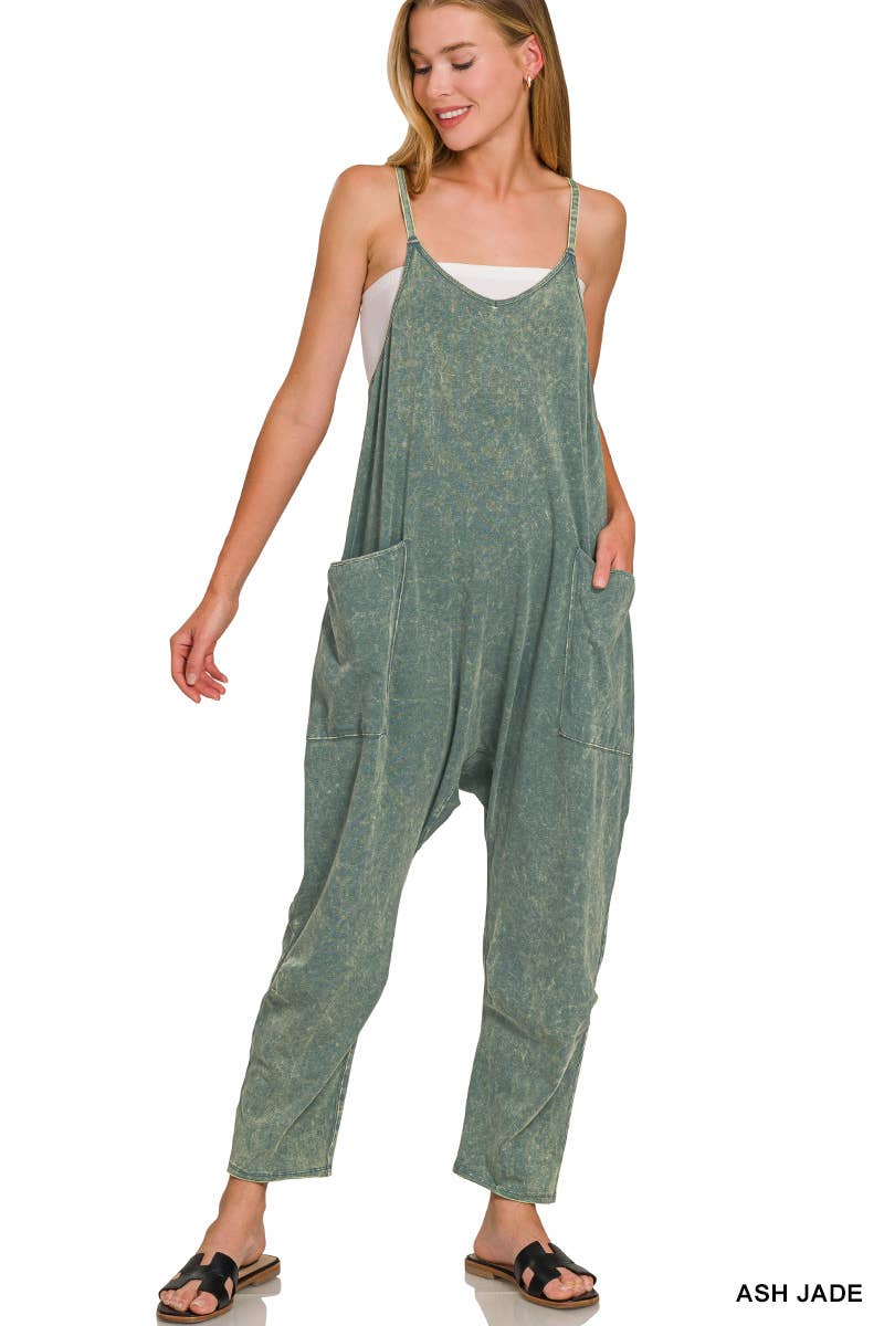 Vanilla Monkey - Wholesale Jumpsuit - Women's - Spaghetti Strap Scoop Neck Jumpsuit With Pockets0