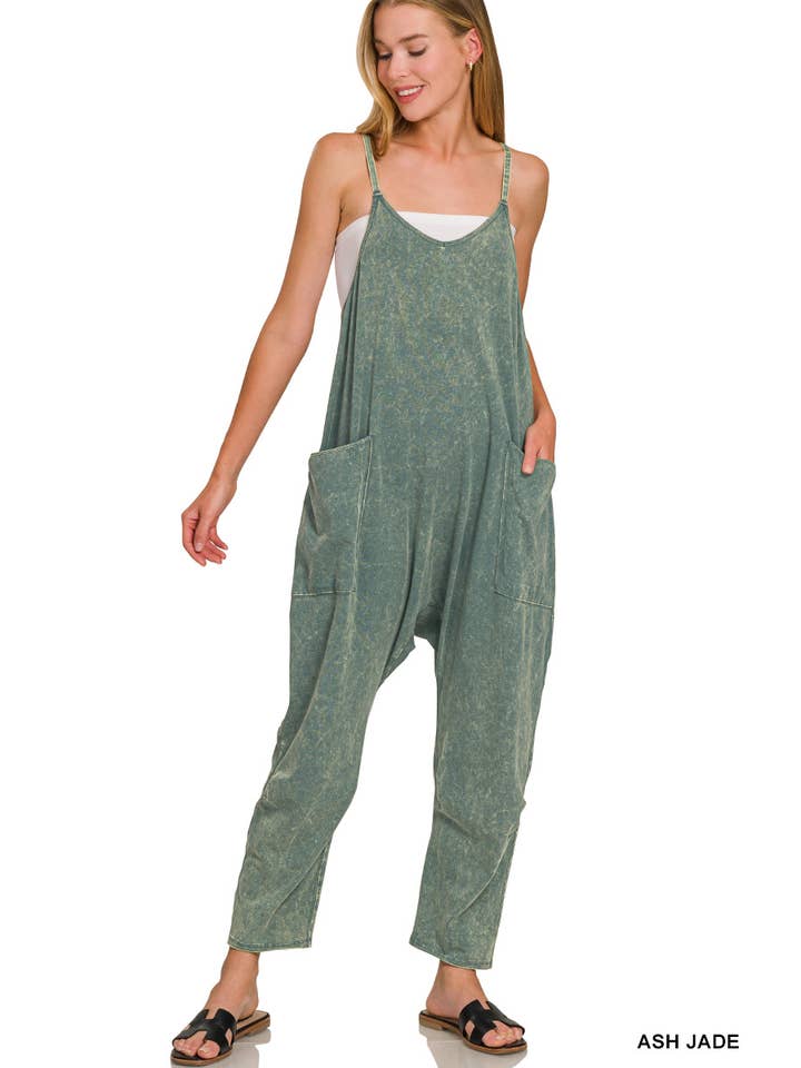Vanilla Monkey - Wholesale Jumpsuit - Women's - Spaghetti Strap Scoop Neck Jumpsuit With Pockets