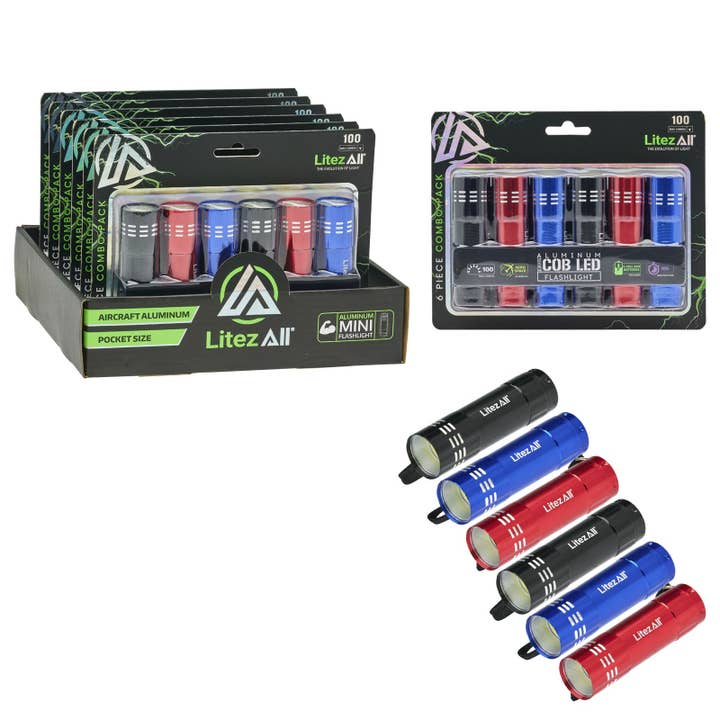 LitezAll Aluminum Pocket Flashlight 6 Pack for wholesale by LitezAll