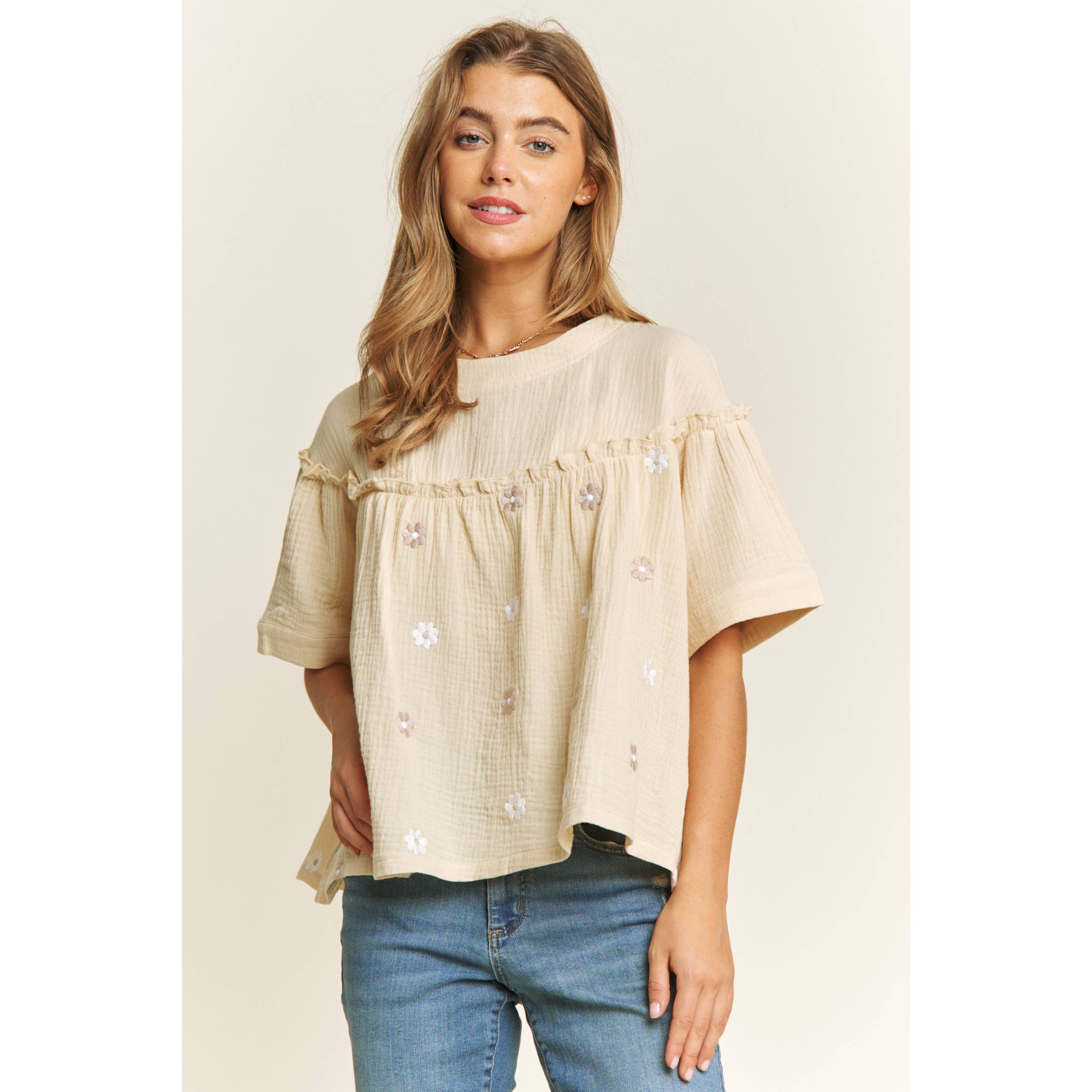 Sweet Generis - Wholesale Blouse - Dames - BABYDOLL TOP MET GAASBORDUURSEL1