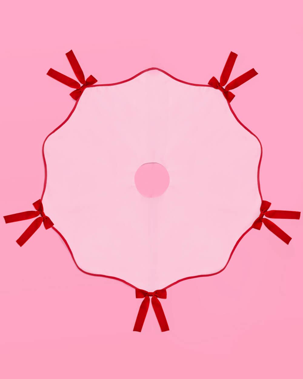 xo, Fetti - Wholesale Tree Skirt - Pretty in Pink Christmas Tree Skirt - wavy velvet bows decor2