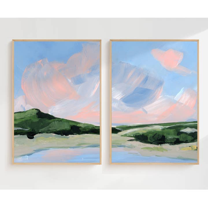 Tidal Pool Reflection, Framed Diptych Wall Art for wholesale by Green Barn Studio