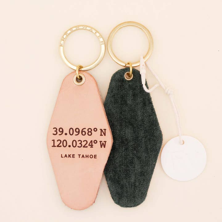Custom Coordinates Hotel Keychain for wholesale by Freshwater Curated Goods