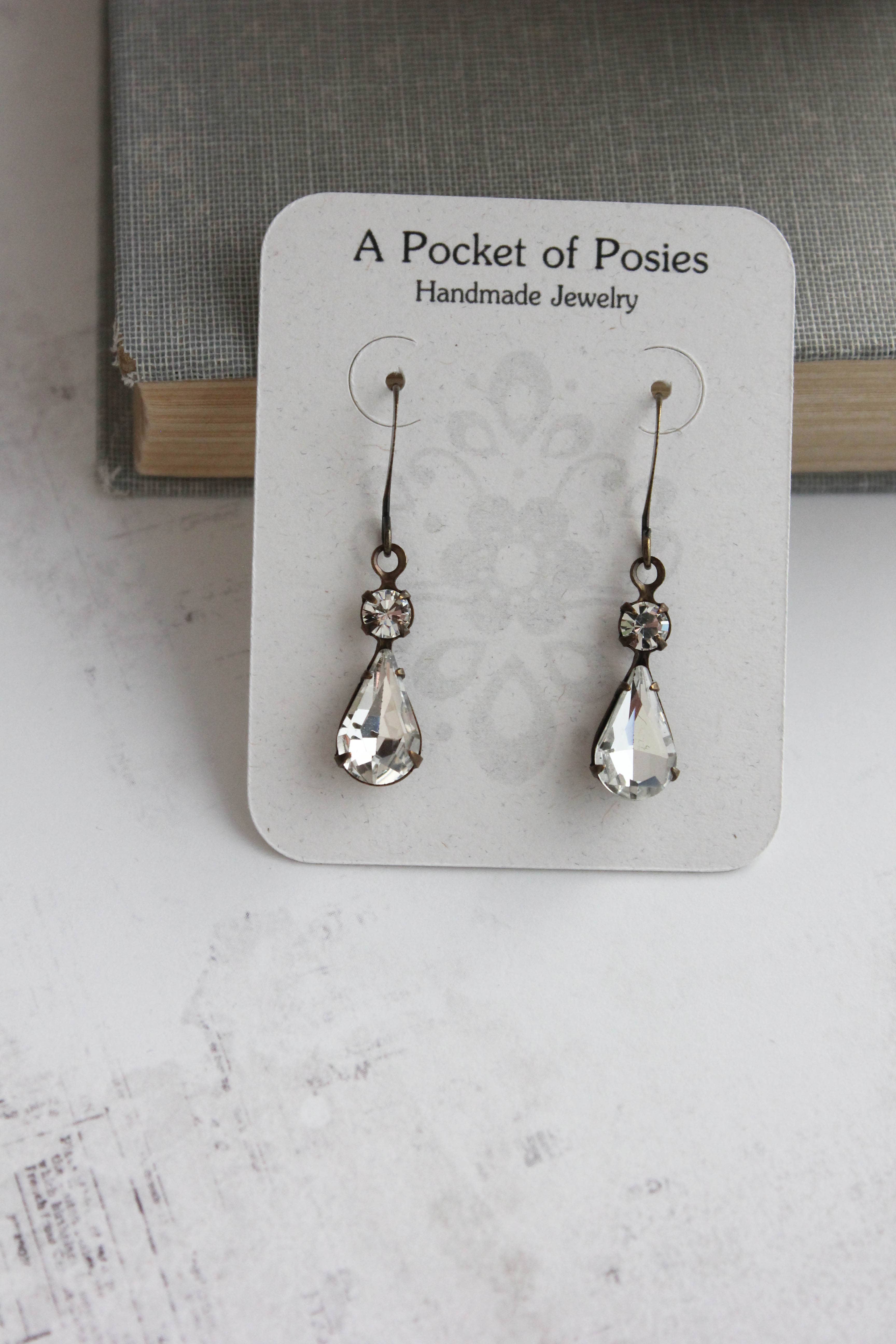 Default Vintage Glass Teardrop Earrings - Crystal Sparkle for wholesale on Faire6