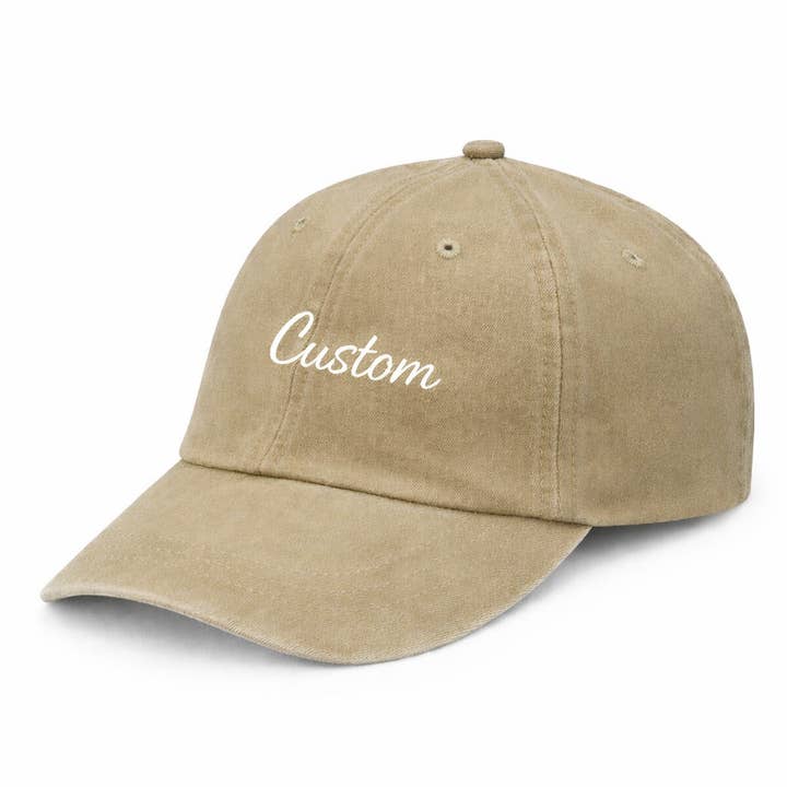 Custom Embroidery Pigment-Dyed Text Dad Hat for wholesale by One Nine