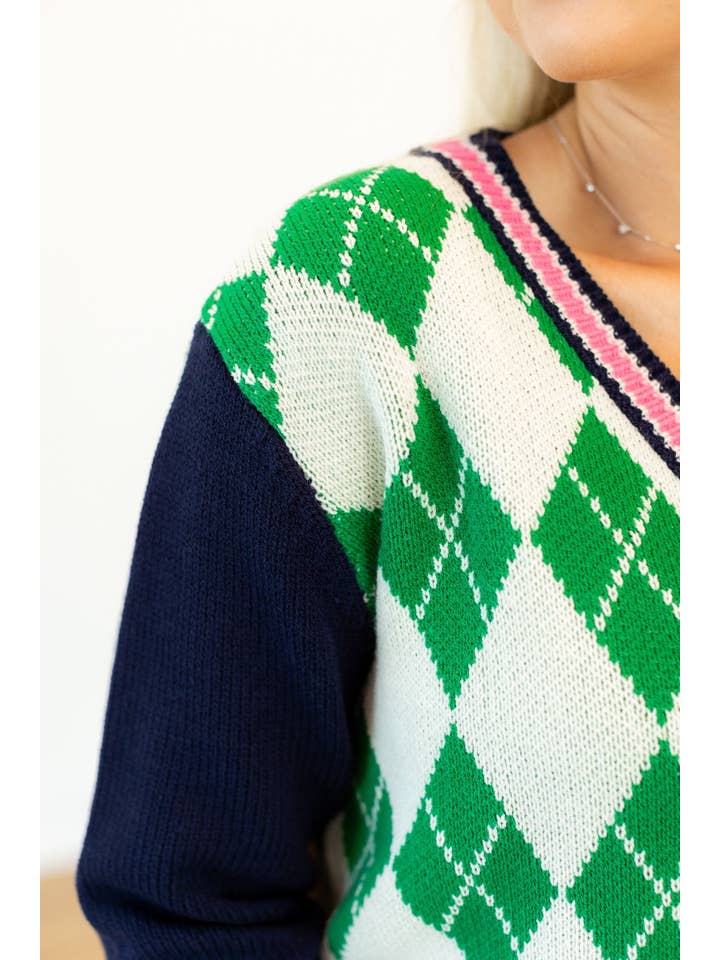 Multi Argyle Cardigan Sweater for wholesale on Faire
