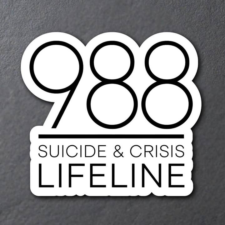 988 Suicide & Crisis Lifeline Sticker, Mental Health Sticker for wholesale by Stormy Vision