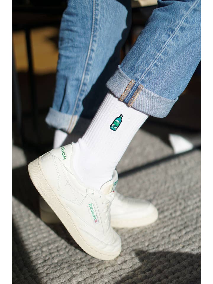 white Pfeffi | Embroidered organic cotton socks for wholesale on Faire1