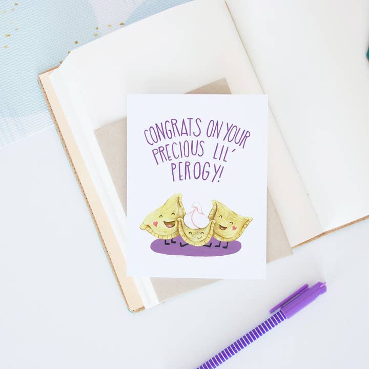 Congrats on your Precious Lil’ Perogy Card for wholesale by Hop & Flop