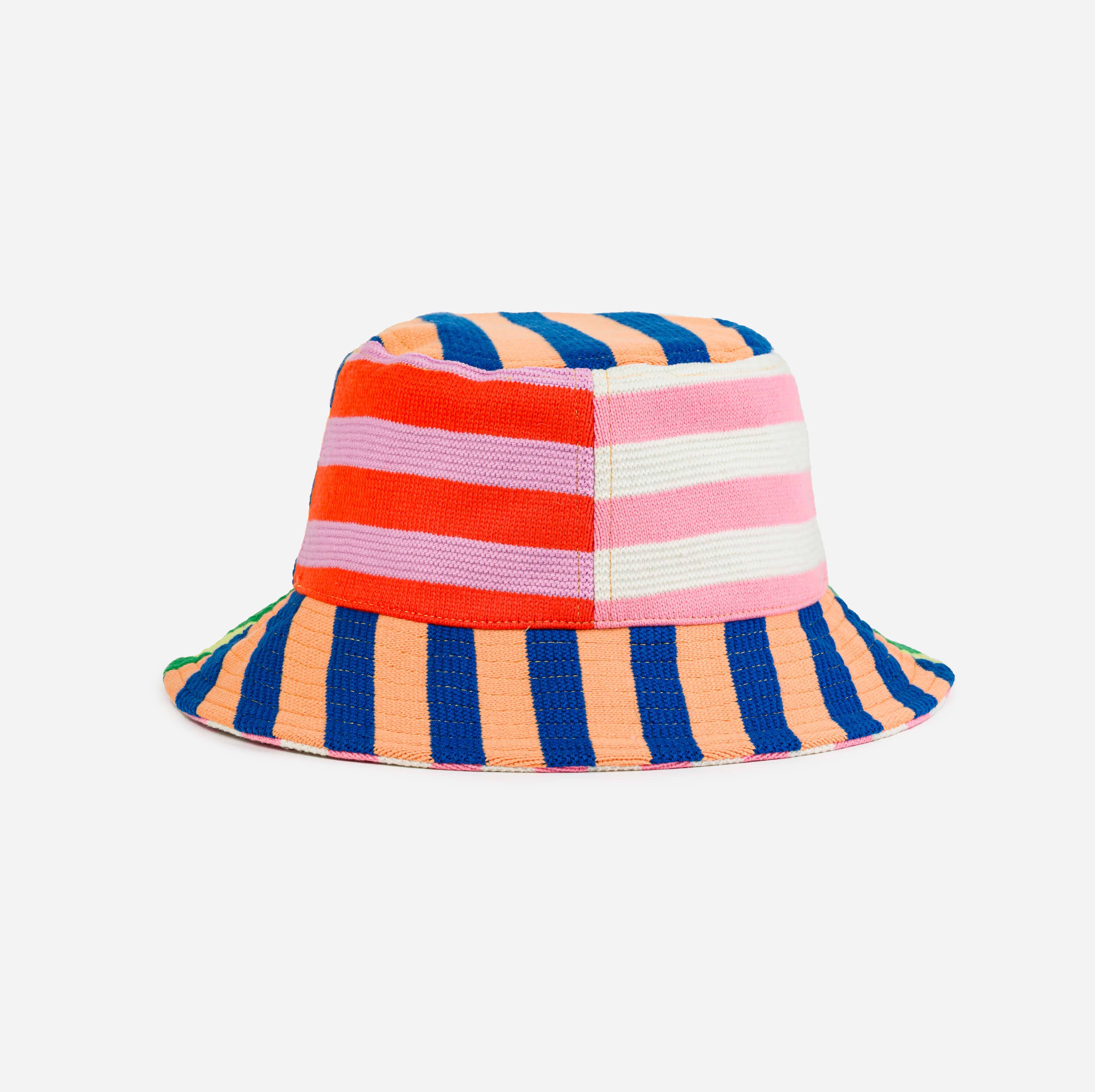 Peach Cobalt Super Stripe Bucket Hat for wholesale on Faire12