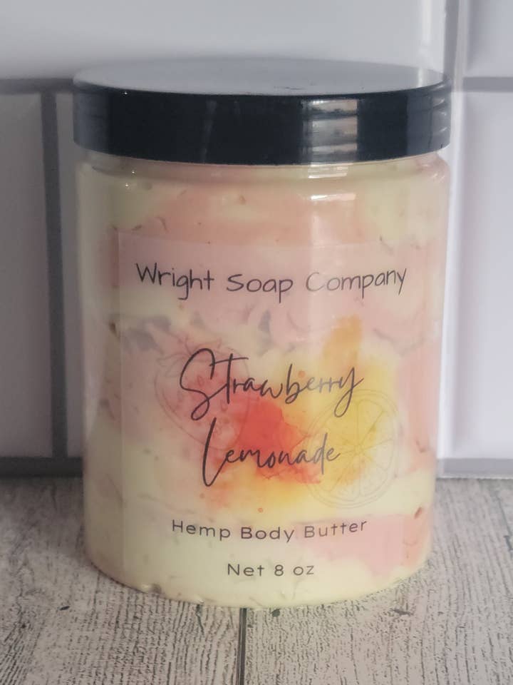 Jordbær Lemonade Hamp Body Butter for engroshandel hos Wright Soap Company